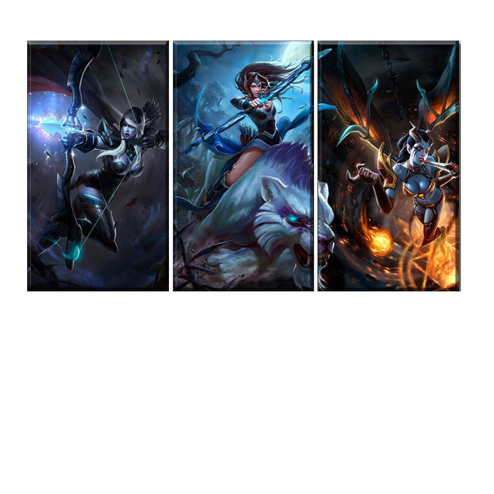 Dota 2 The Deadly Trios 3 Panel Wall Art Home Decor