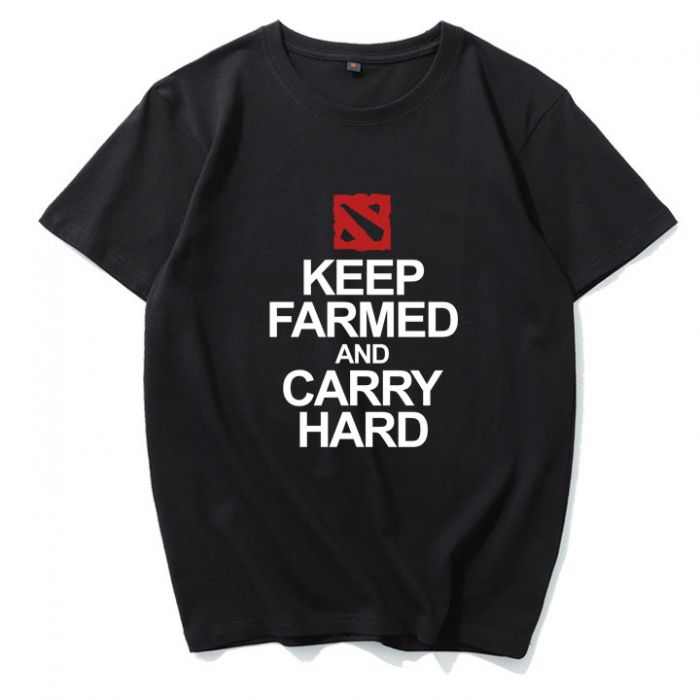 Dota 2 Keep Farmed AND Carry Hard Tshirt Short Sleeve Tee